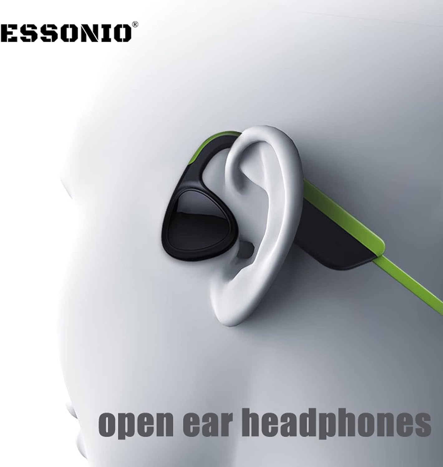 Bone Conduction Bluetooth Headphones - Open Ear Design, IPX8 Waterproof, Ideal for Swimming, Diving, and Running with Microphone (Black)