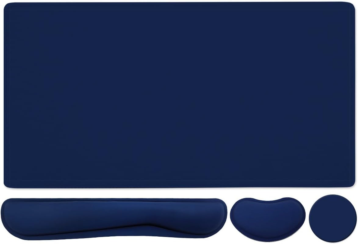 Extended Keyboard and Mouse Pad Set with Ergonomic Wrist Rest Support - Memory Foam, 3-Piece Desk Pad Set (35.4 x 15.7 in) for Home Office, Study, and Gaming - Weeds Design