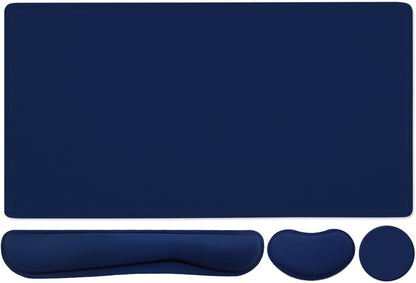 Extended Keyboard and Mouse Pad Set with Ergonomic Wrist Rest Support - Memory Foam, 3-Piece Desk Pad Set (35.4 x 15.7 in) for Home Office, Study, and Gaming - Weeds Design