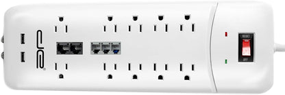 10-Outlet Heavy-Duty Surge Protector with 4050 Joules and 25 FT Straight Plug (White)