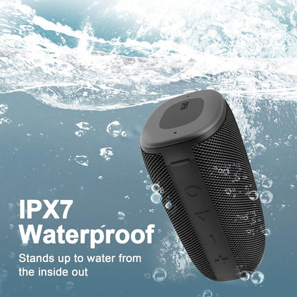 H3 Portable Wireless Bluetooth Speaker - Enhanced Bass HD Stereo Sound, IPX7 Waterproof, 15-Hour Playtime, USB-C Charging, Ideal for Showers, Outdoor Activities, and Travel with TWS Pairing