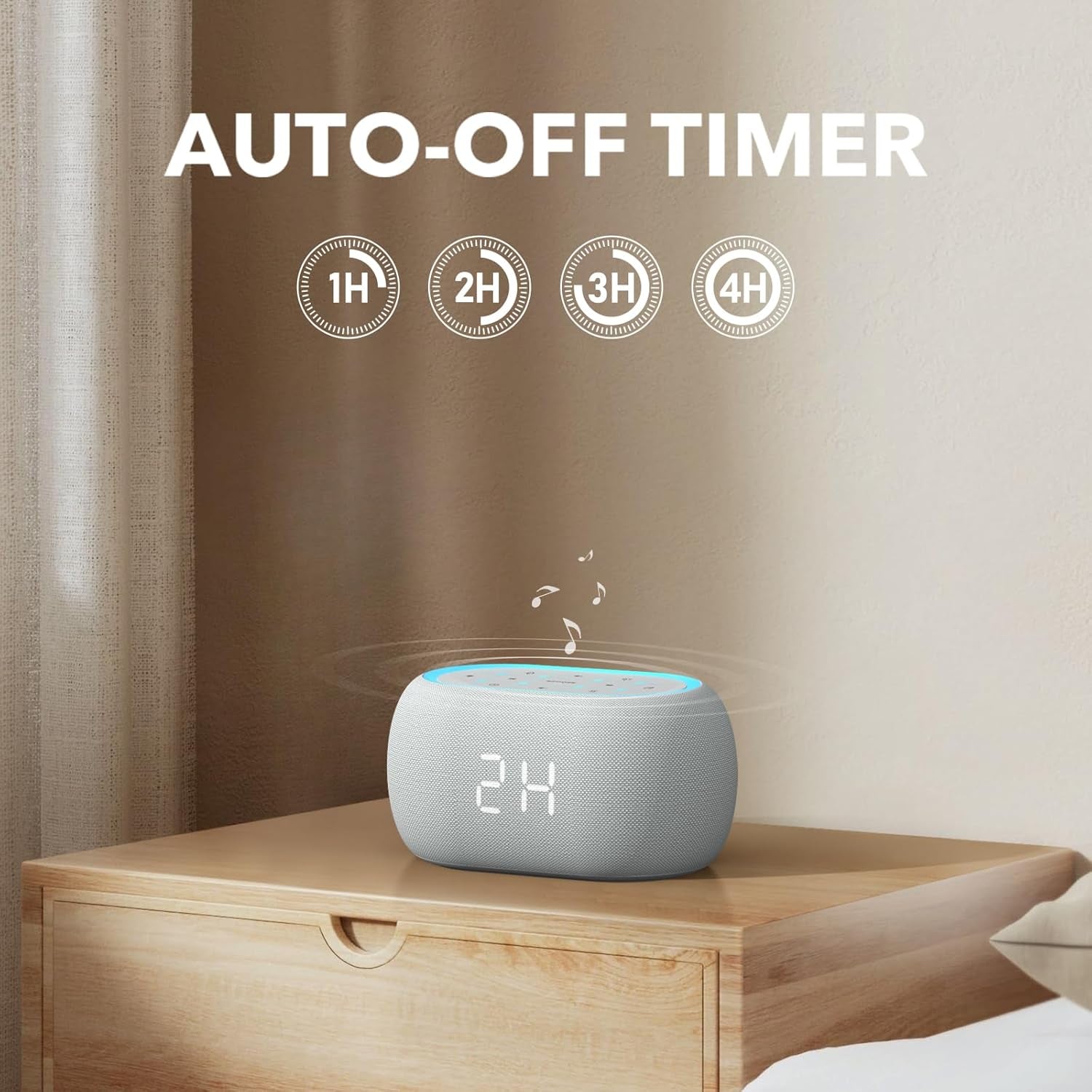White Noise Sound Machine Alarm Clock with Bluetooth Speaker, Featuring 21 Soothing Sounds, 7 Adjustable Night Lights, 0-100% Dimmer, Sleep Timer, and 30-Level Volume Control for Enhanced Sleep Experience for All Ages