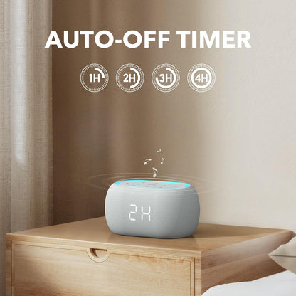White Noise Sound Machine Alarm Clock with Bluetooth Speaker, Featuring 21 Soothing Sounds, 7 Adjustable Night Lights, 0-100% Dimmer, Sleep Timer, and 30-Level Volume Control for Enhanced Sleep Experience for All Ages
