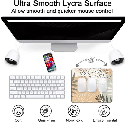 Premium Textured Mouse Pad with Stitched Edges and Non-Slip Rubber Base, Leaf Abstract Design, 9.5 x 7.9 Inches for Laptop and Desktop Use