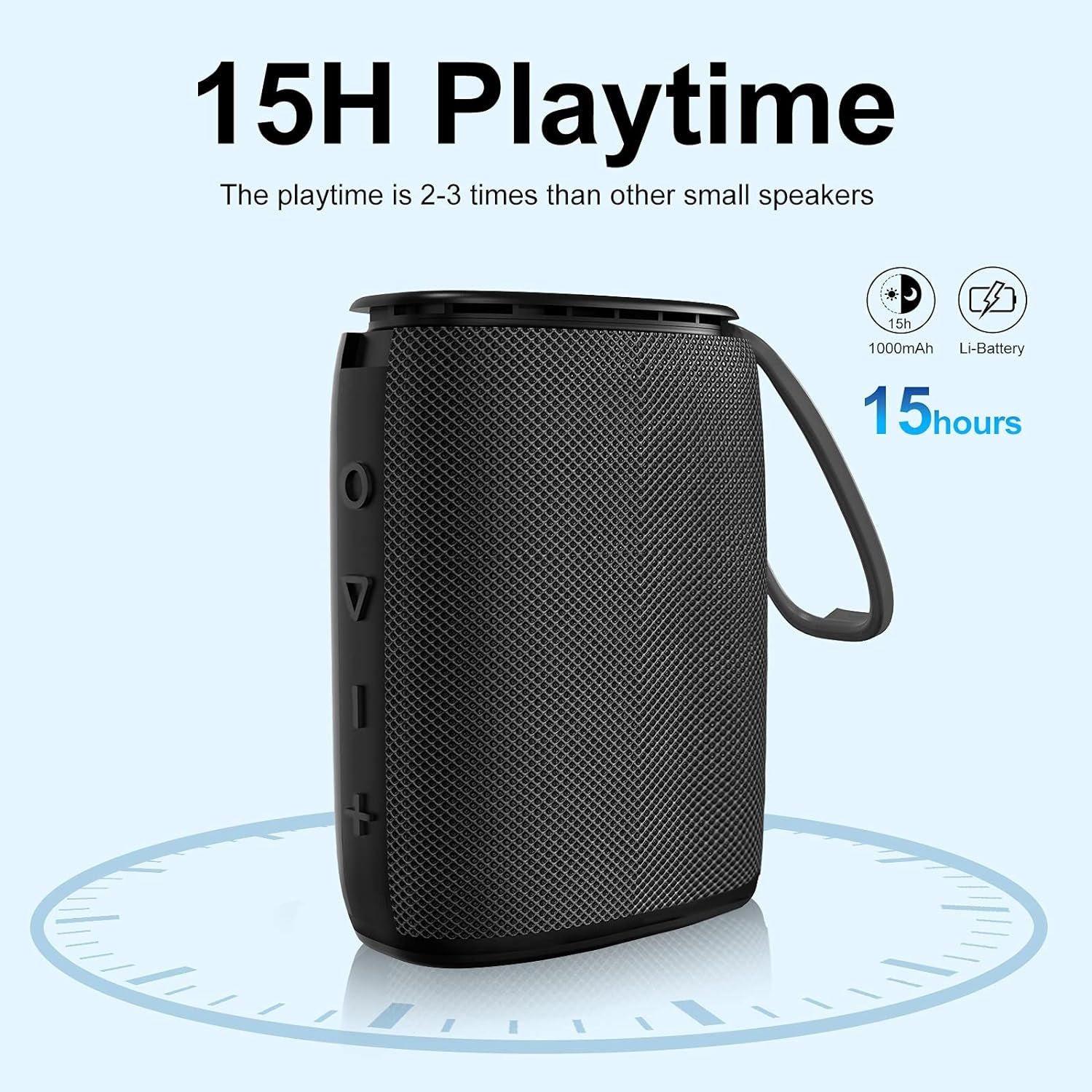 H3 Portable Wireless Bluetooth Speaker - Enhanced Bass HD Stereo Sound, IPX7 Waterproof, 15-Hour Playtime, USB-C Charging, Ideal for Showers, Outdoor Activities, and Travel with TWS Pairing