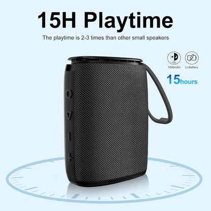 H3 Portable Wireless Bluetooth Speaker - Enhanced Bass HD Stereo Sound, IPX7 Waterproof, 15-Hour Playtime, USB-C Charging, Ideal for Showers, Outdoor Activities, and Travel with TWS Pairing