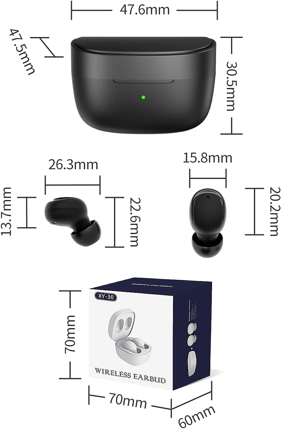 Bluetooth 5.0 Wireless Earbuds for iOS and Android - Comfortable True Wireless In-Ear Headphones with Microphone, Sweatproof Design, 18 Hours Playtime, Black