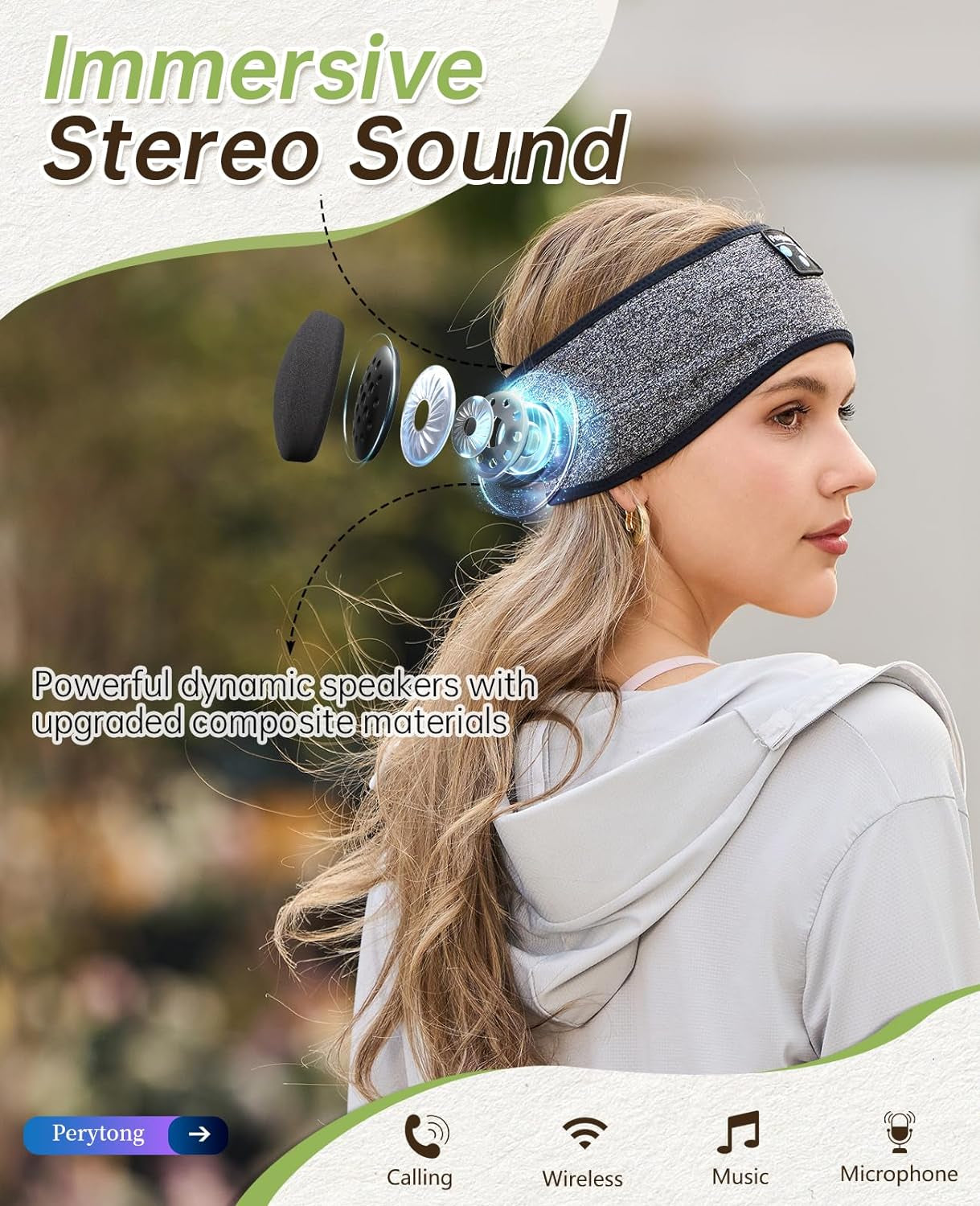 Bluetooth Sleep Headphones Headband - Soft Elastic Comfortable Headband, Gifts for Men, Women, Teenagers